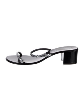 Giuseppe Zanotti Patent Leather Crystal Embellishments Slides