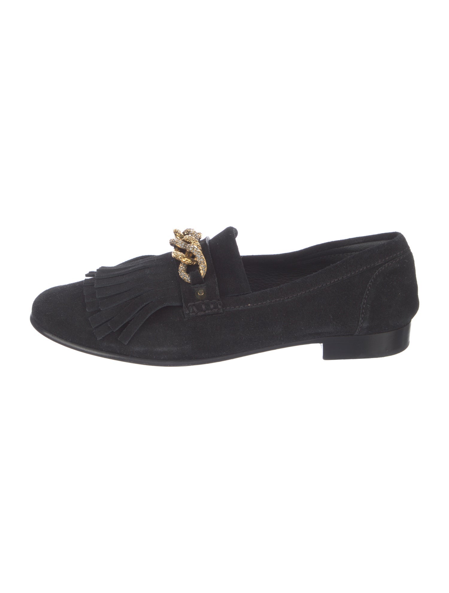 Giuseppe Zanotti Suede Chain-Link Accents Dress Loafers