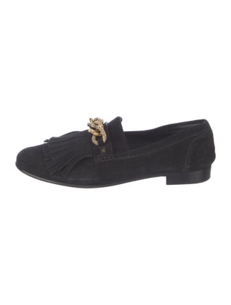 Giuseppe Zanotti Suede Chain-Link Accents Dress Loafers