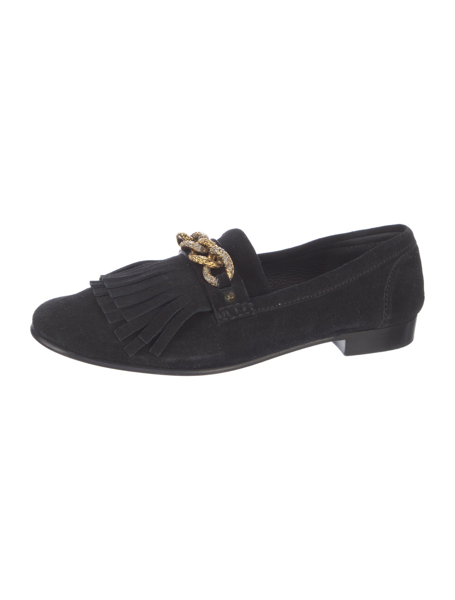 Giuseppe Zanotti Suede Chain-Link Accents Dress Loafers