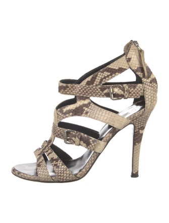 Giuseppe Zanotti Embossed Leather Animal Print T-Strap Pumps
