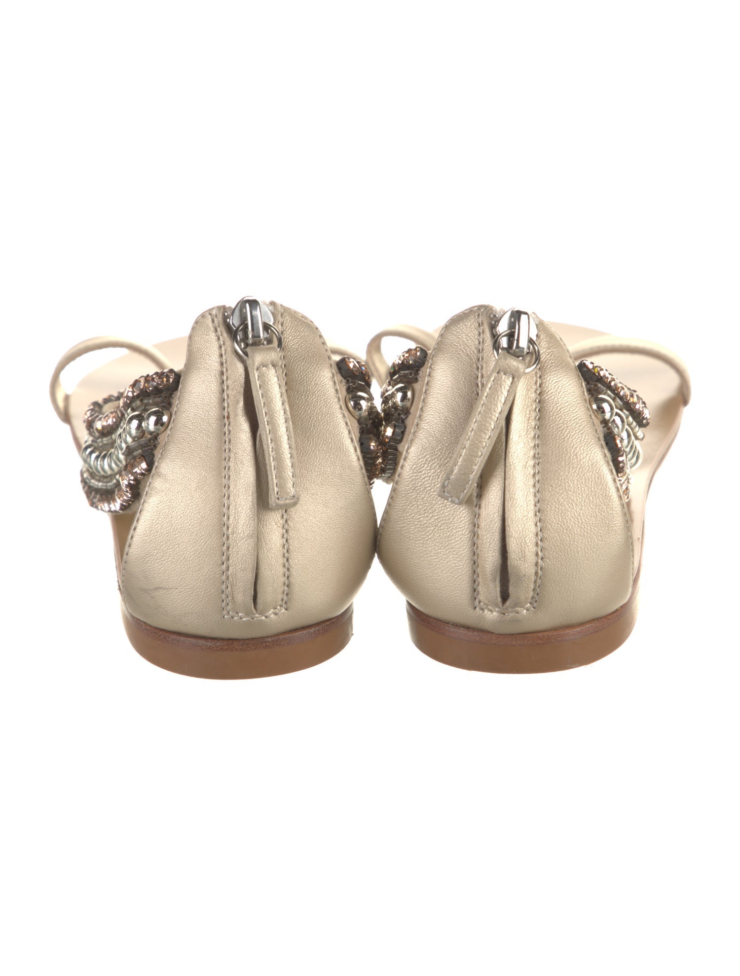 Giuseppe Zanotti Leather Crystal Embellishments T-Strap Sandals