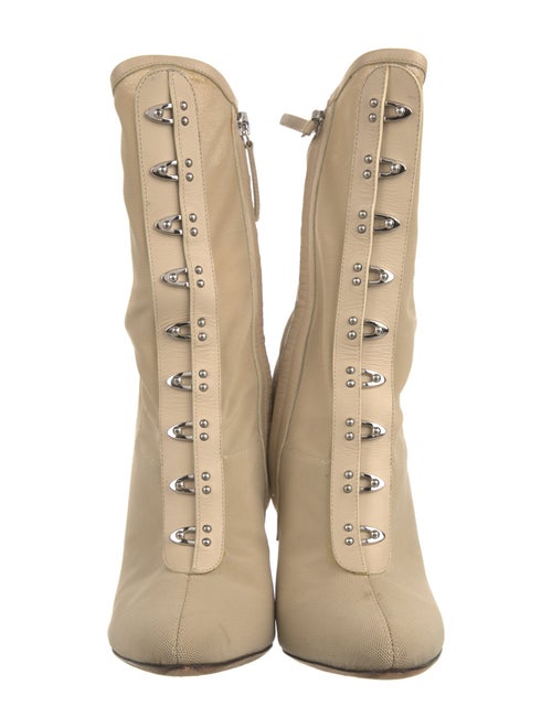 Giuseppe Zanotti Mesh Leather Trim Embellishment Sock Boots