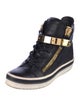 Giuseppe Zanotti Leather Crystal Embellishments Wedge Sneakers