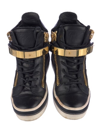 Giuseppe Zanotti Leather Crystal Embellishments Wedge Sneakers