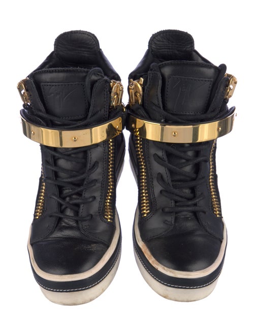 Giuseppe Zanotti Leather Crystal Embellishments Wedge Sneakers