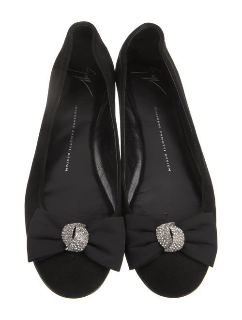 Giuseppe Zanotti Suede Crystal Embellishments Ballet Flats