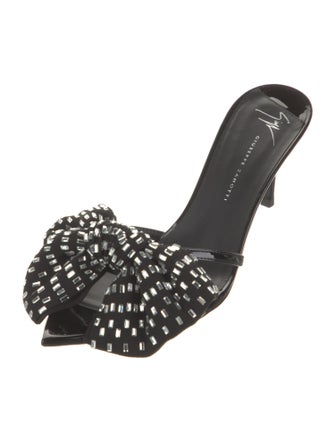 Giuseppe Zanotti Patent Leather Bow Accents Slides