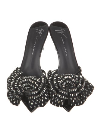 Giuseppe Zanotti Patent Leather Bow Accents Slides