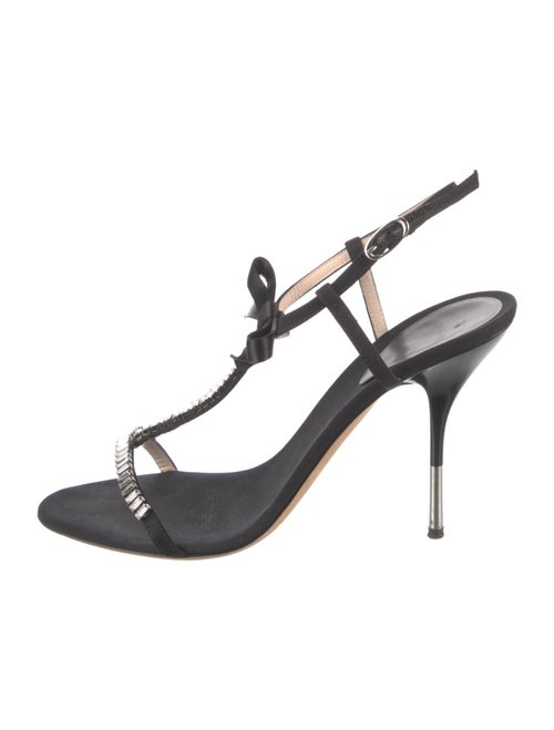 Giuseppe Zanotti Satin Crystal Embellishments T-Strap Sandals
