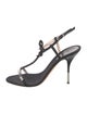 Giuseppe Zanotti Satin Crystal Embellishments T-Strap Sandals