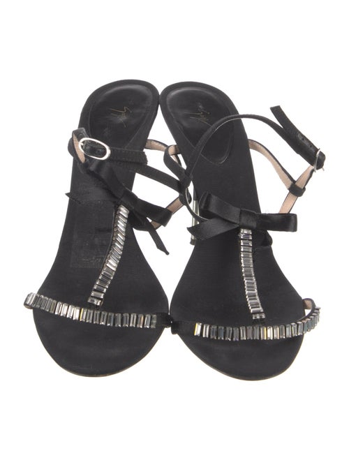 Giuseppe Zanotti Satin Crystal Embellishments T-Strap Sandals