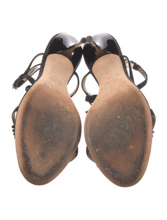 Giuseppe Zanotti Satin Crystal Embellishments T-Strap Sandals