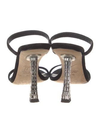 Giuseppe Zanotti Suede Crystal Embellishments Slides