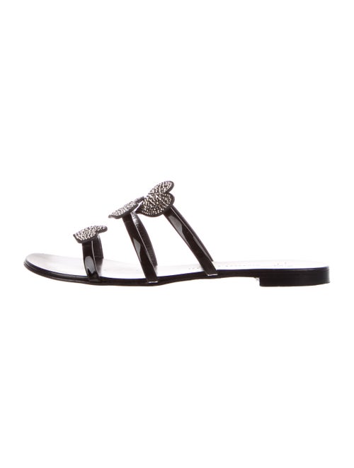 Giuseppe Zanotti Patent Leather Crystal Embellishments Slides