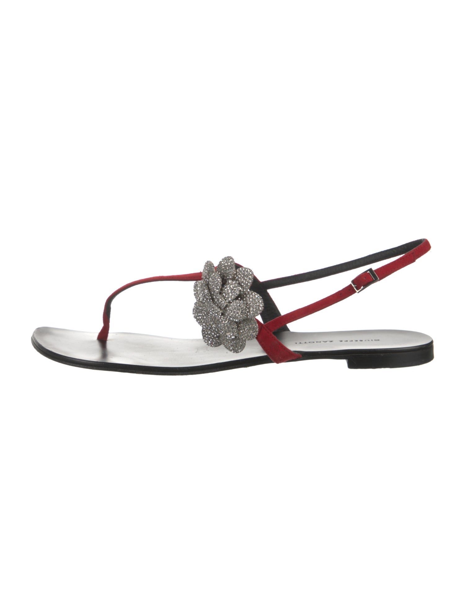 Giuseppe Zanotti Suede Crystal Embellishments Slingback Sandals