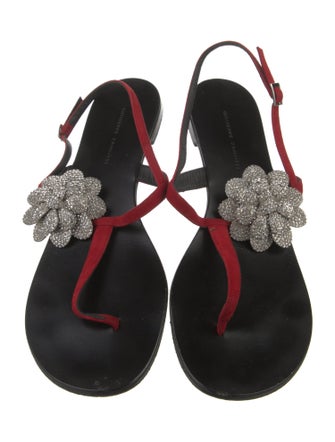 Giuseppe Zanotti Suede Crystal Embellishments Slingback Sandals