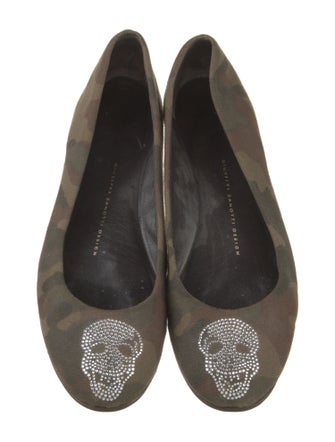Giuseppe Zanotti Canvas Crystal Embellishments Flats