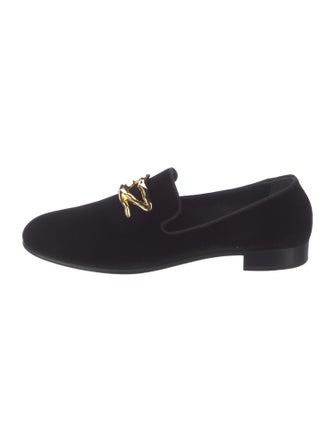 Giuseppe Zanotti Velvet Crystal Embellishments Loafers