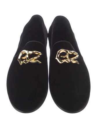 Giuseppe Zanotti Velvet Crystal Embellishments Loafers