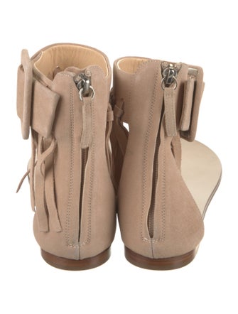 Giuseppe Zanotti Suede Fringe Trim Accent Gladiator Sandals