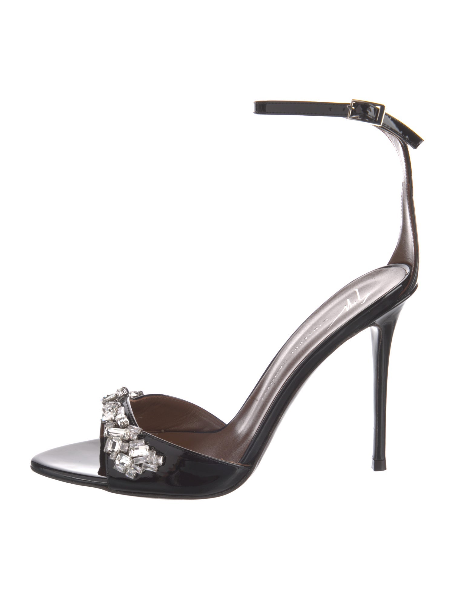 Giuseppe Zanotti Patent Leather Crystal Embellishments Sandals w/ Tags
