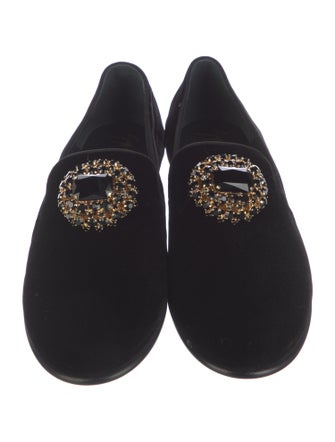 Giuseppe Zanotti Velvet Crystal Embellishments Loafers
