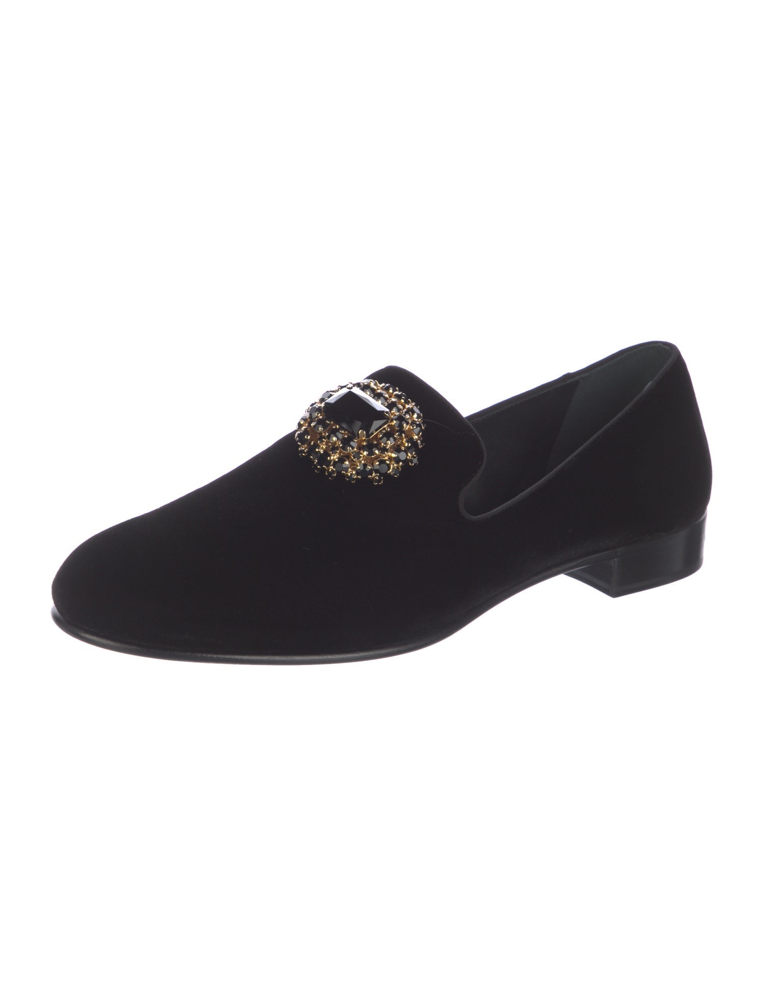 Giuseppe Zanotti Velvet Crystal Embellishments Loafers