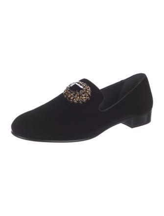 Giuseppe Zanotti Velvet Crystal Embellishments Loafers