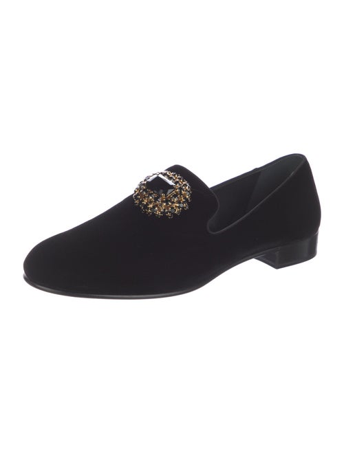 Giuseppe Zanotti Velvet Crystal Embellishments Loafers