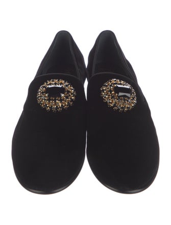 Giuseppe Zanotti Velvet Crystal Embellishments Loafers