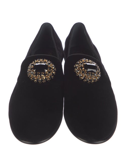 Giuseppe Zanotti Velvet Crystal Embellishments Loafers