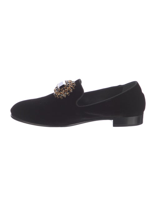 Giuseppe Zanotti Velvet Crystal Embellishments Loafers