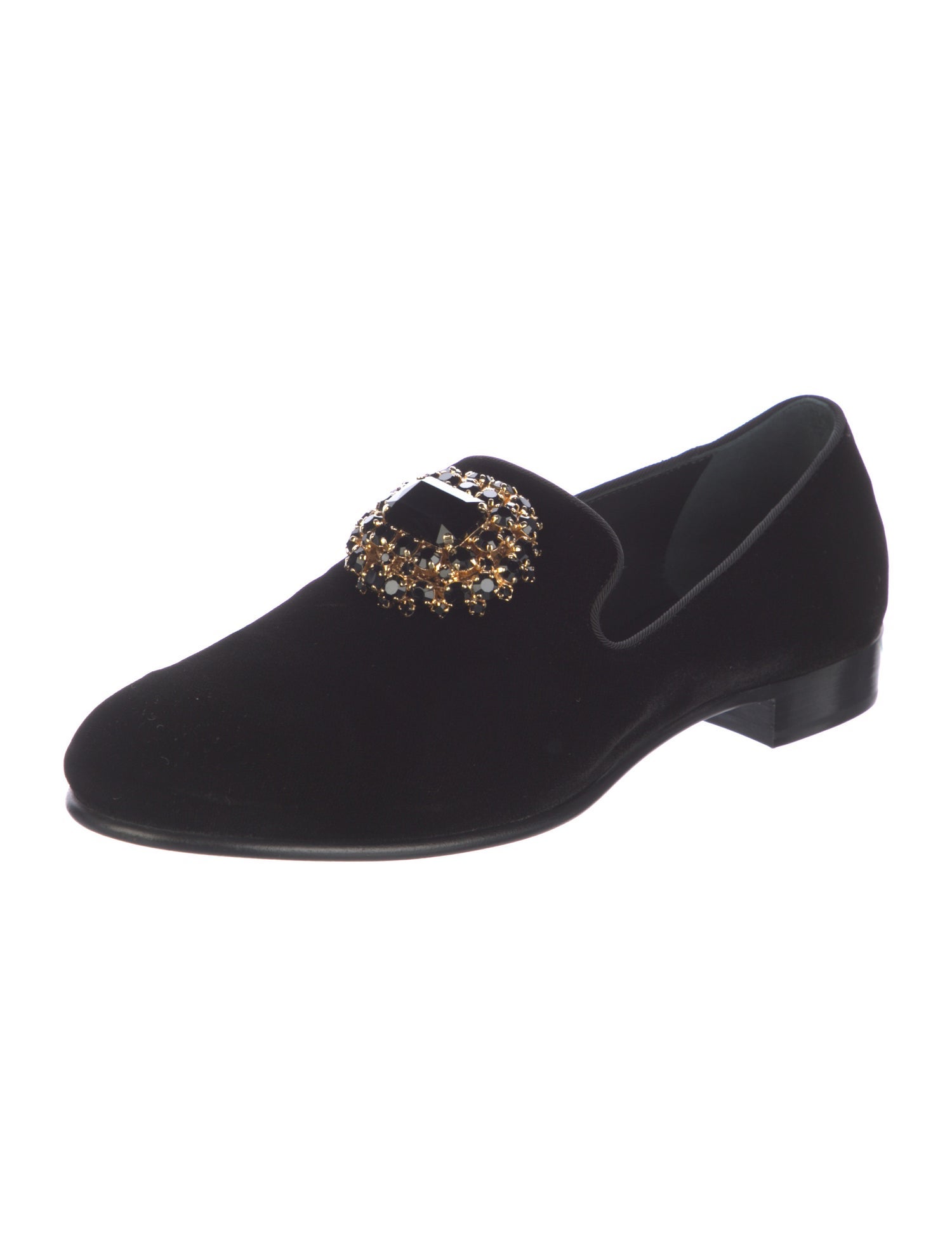Giuseppe Zanotti Velvet Crystal Embellishments Loafers