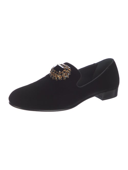 Giuseppe Zanotti Velvet Crystal Embellishments Loafers