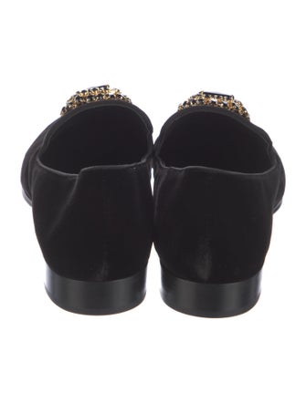 Giuseppe Zanotti Velvet Crystal Embellishments Loafers