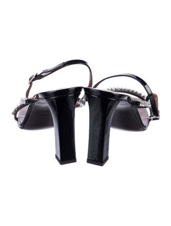 Giuseppe Zanotti Patent Leather Crystal Embellishments Slingback Sandals
