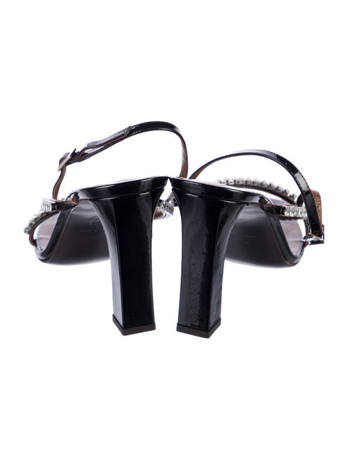 Giuseppe Zanotti Patent Leather Crystal Embellishments Slingback Sandals