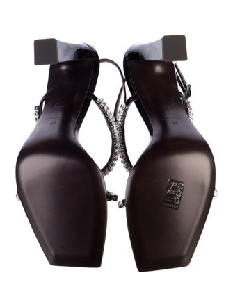 Giuseppe Zanotti Patent Leather Crystal Embellishments Slingback Sandals