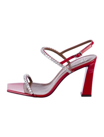 Giuseppe Zanotti Patent Leather Crystal Embellishments Slingback Sandals
