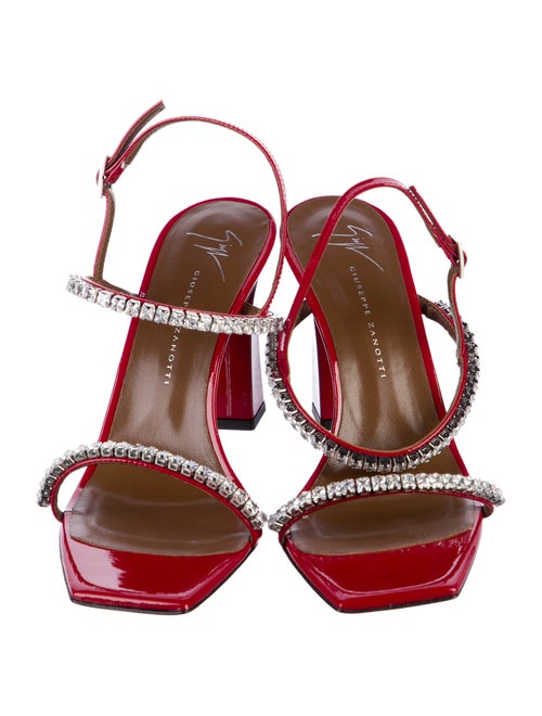 Giuseppe Zanotti Patent Leather Crystal Embellishments Slingback Sandals