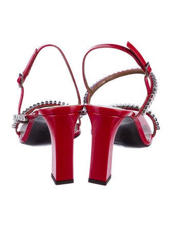 Giuseppe Zanotti Patent Leather Crystal Embellishments Slingback Sandals