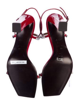 Giuseppe Zanotti Patent Leather Crystal Embellishments Slingback Sandals