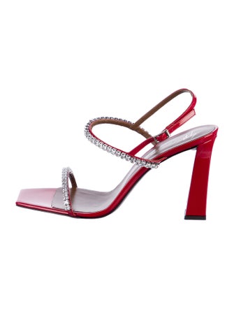 Giuseppe Zanotti Patent Leather Crystal Embellishments Slingback Sandals
