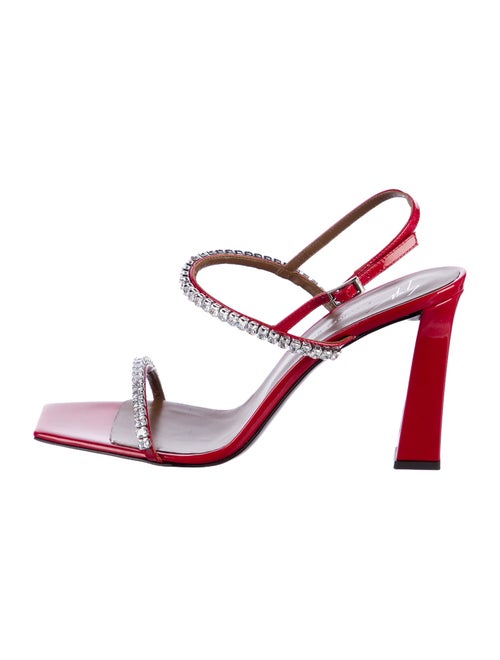 Giuseppe Zanotti Patent Leather Crystal Embellishments Slingback Sandals