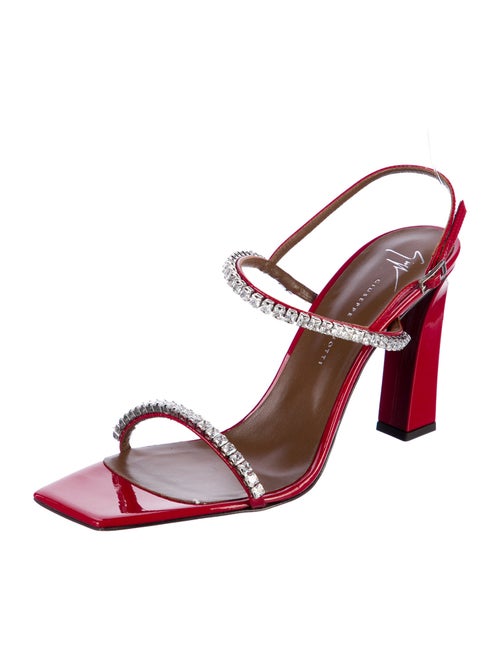 Giuseppe Zanotti Patent Leather Crystal Embellishments Slingback Sandals