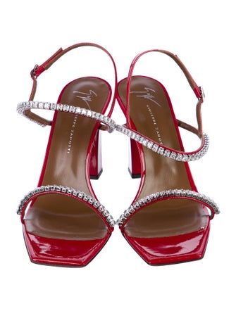 Giuseppe Zanotti Patent Leather Crystal Embellishments Slingback Sandals