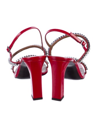 Giuseppe Zanotti Patent Leather Crystal Embellishments Slingback Sandals