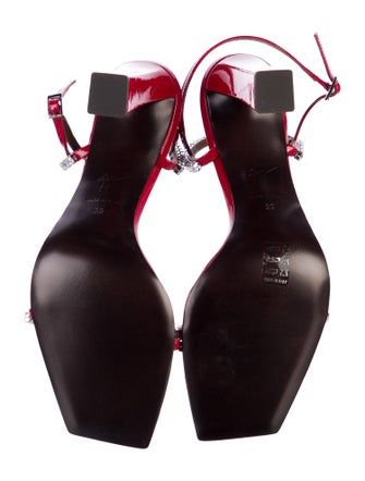 Giuseppe Zanotti Patent Leather Crystal Embellishments Slingback Sandals