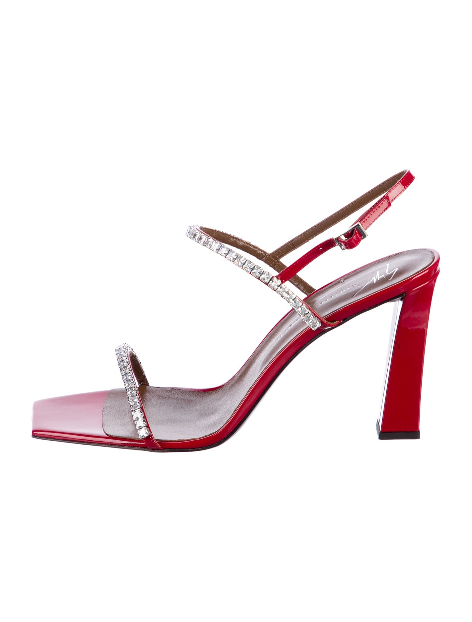 Giuseppe Zanotti Patent Leather Crystal Embellishments Slingback Sandals w/ Tags